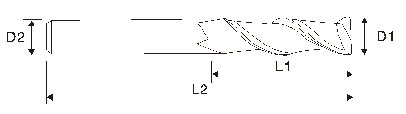 Фреза по алюминию (2 зубца, EMT10)