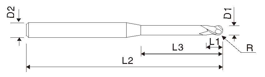 Сферическая фреза (2 зубца, микро, EMC12 X5070)